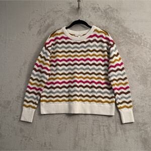 Lou & Grey For LOFT Wool Blend Chevron Striped Sweater Size XS Preppy Autumnal